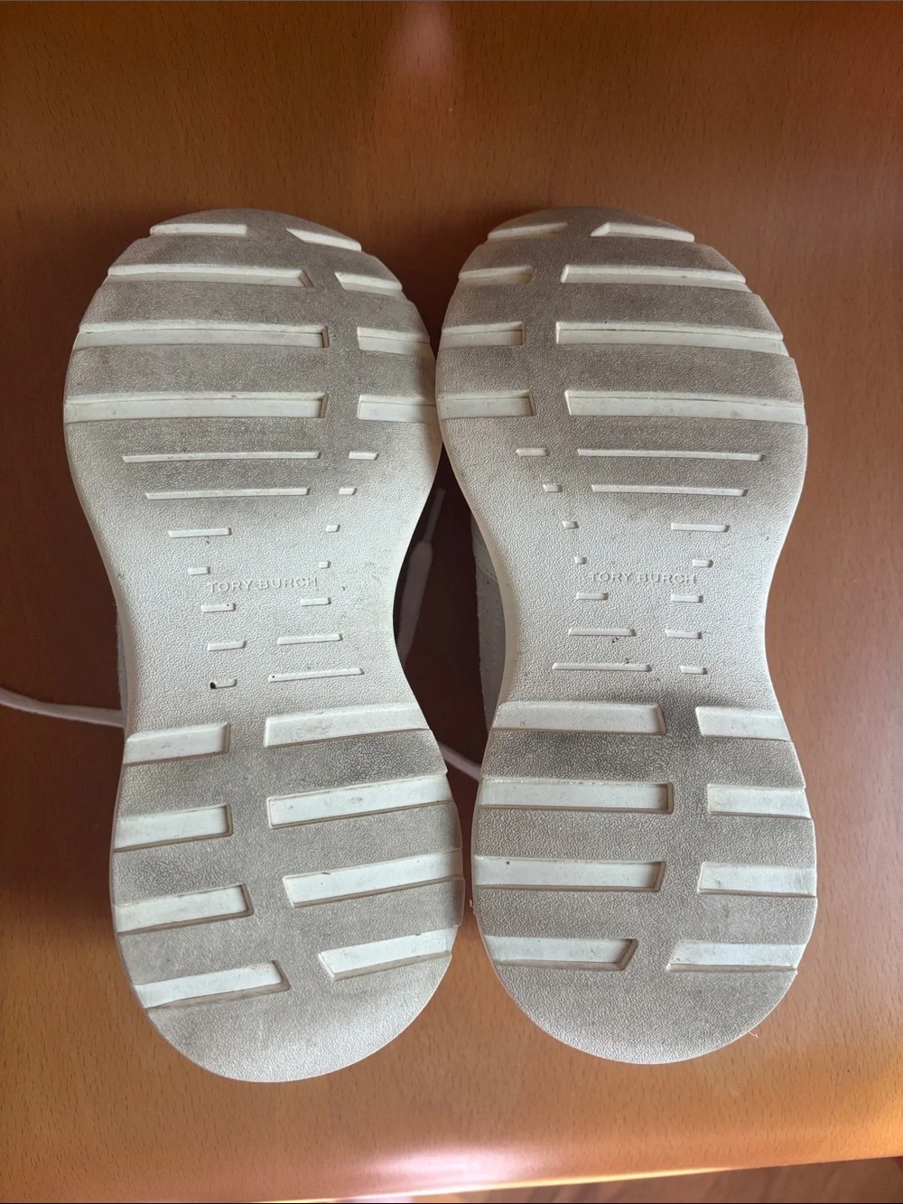 Tory Burch Cream and White Platform Sneakers with Gold Logo